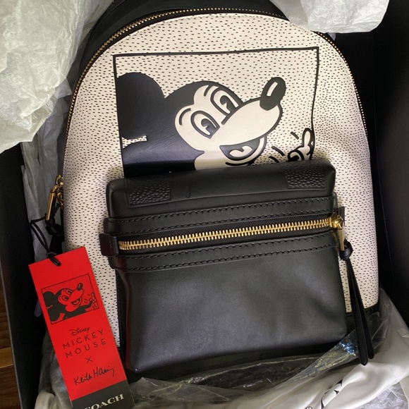 Coach Disney Mickey Mouse X Keith Haring Collaboration Academy Backpack - Picture 1 of 16